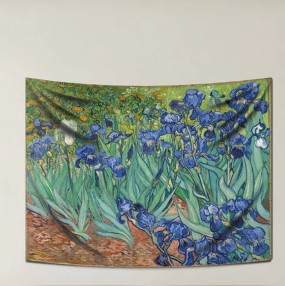 Irises Van Gogh Art Print Fabric Curtain Wall Decor